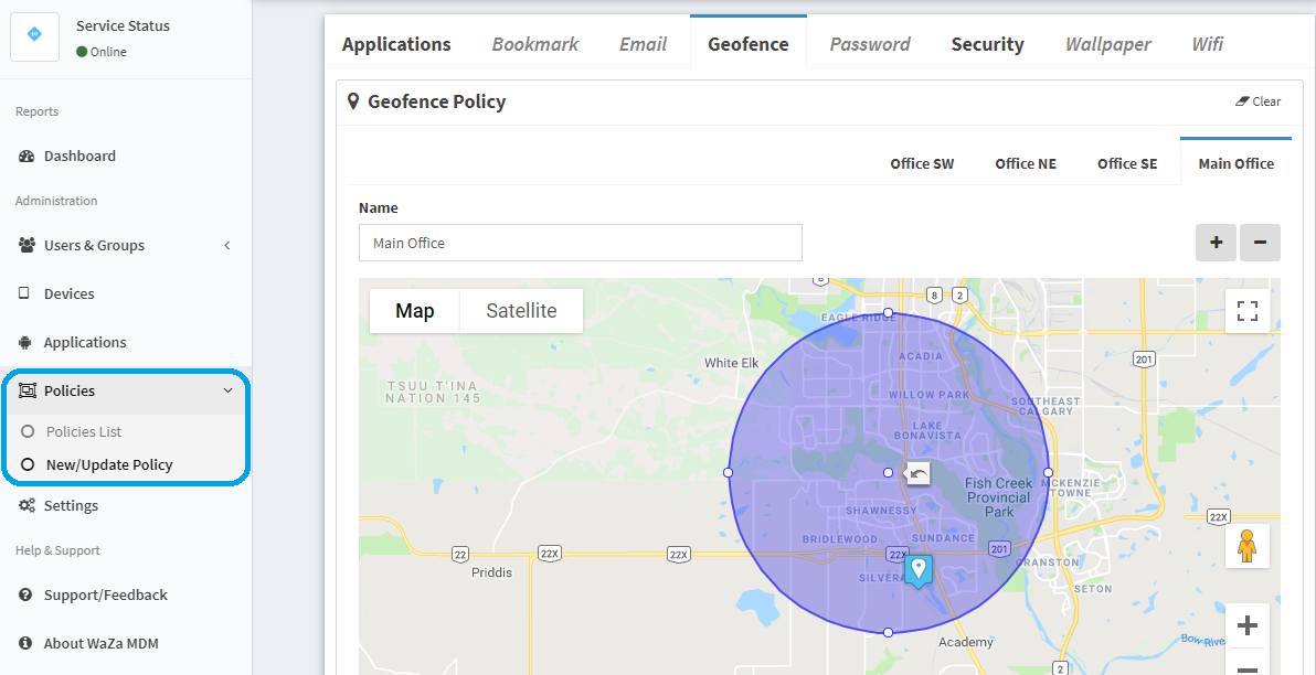 WaZa MDM Geofence Setup