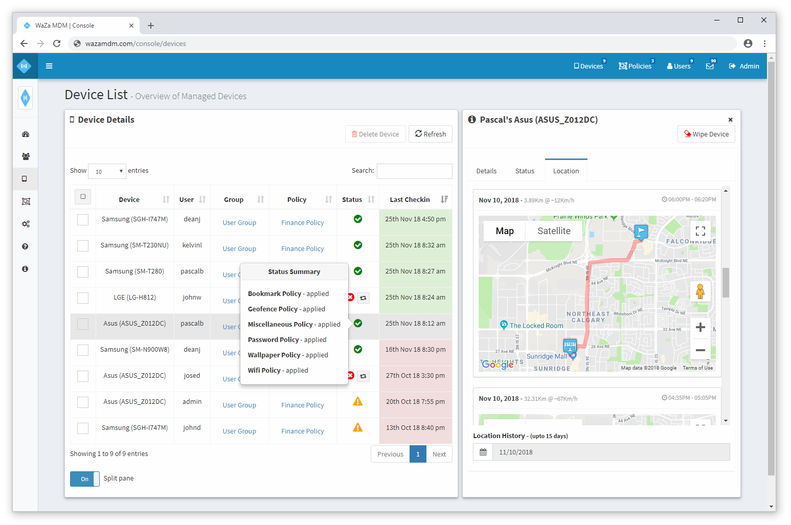 Quick Setup - Mobile Device Management Console